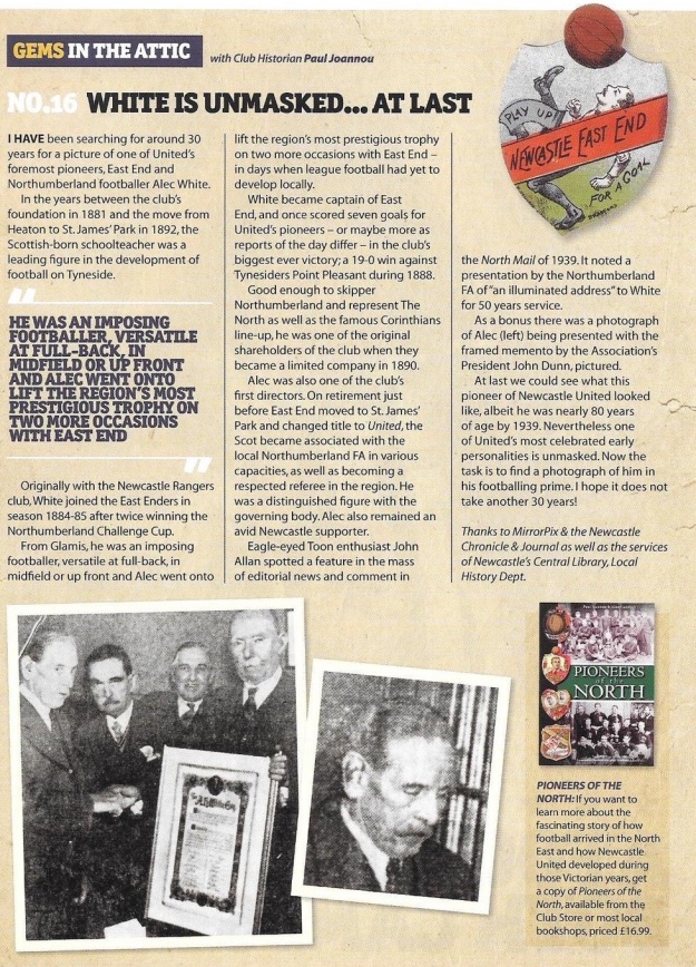 Article by Paul Joannou in the Newcastle United programme
