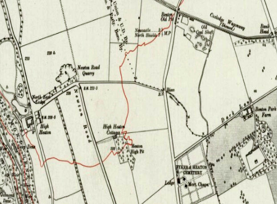 OLD ORDNANCE SURVEY MAP HIGH HEATON & JESMOND DENE 1913 NEWCASTLE BENTON PARK 